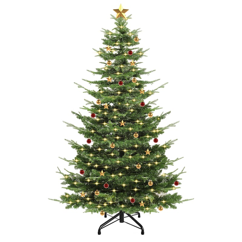 Moasis 6.5/7 ft Pre-Lit Artificial Aspen Fir Artificial Christmas Tree with 500 Multi-Mode Lights