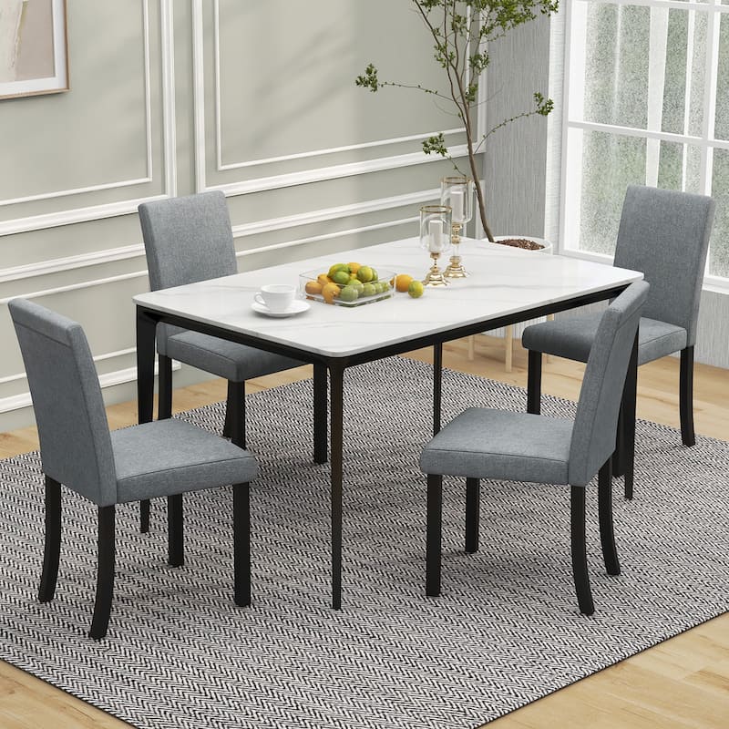 Gymax Dining Chair Set of 4 w/ Acacia Wood Frame & Rubber Wood Legs