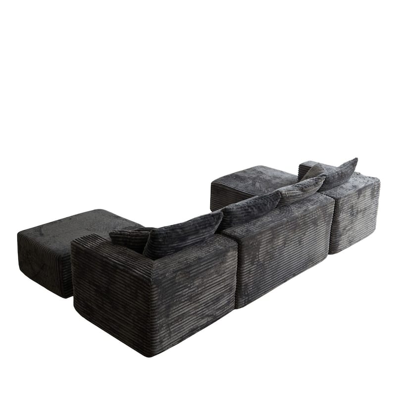 133.86" Modern U-Shape Cloud Modular Sectional Sofa with 1 Ottoman, No Assembly Required