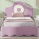 preview thumbnail 10 of 11, Pink Upholstered Platform Bed with LED Headboard