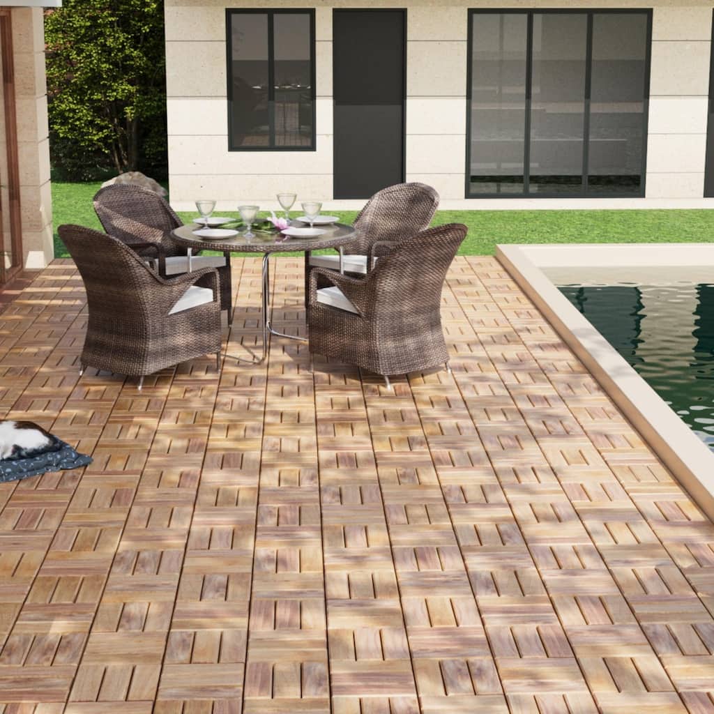 12"x12" Yellow Acacia Interlocking Deck Tiles for Patio, Poolside & Balcony