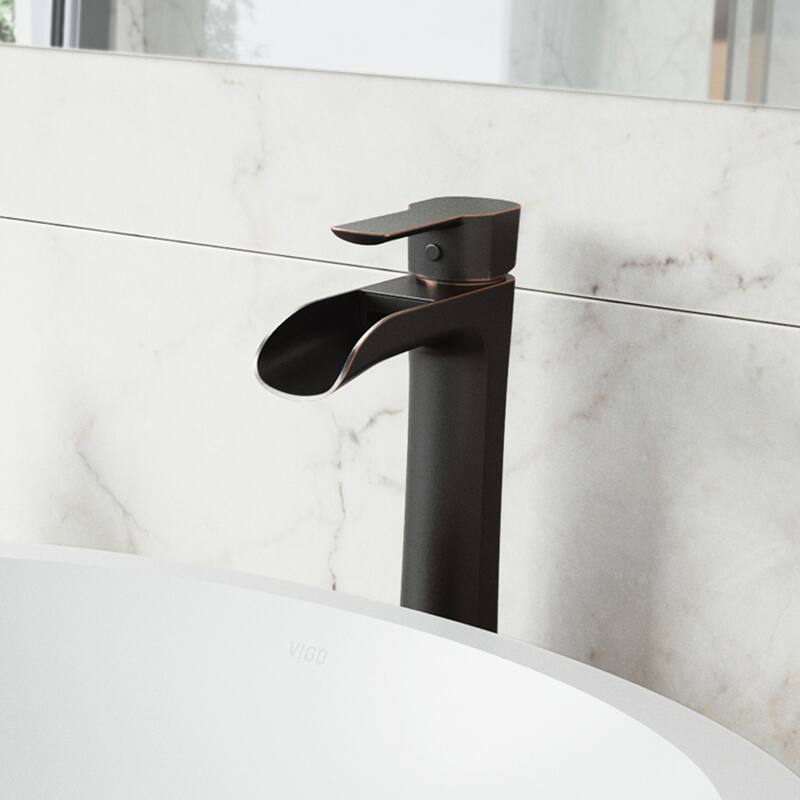 VIGO Niko 11" H Single Handle Single Hole Bathroom Vessel Faucet - Antique Rubbed Bronze with Pop-up Drain