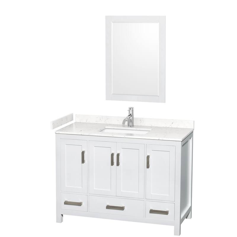 Wyndham Collection Sheffield 48" Single Bathroom Vanity, Carrara - White / Carrara Cultured Marble Top / Brushed