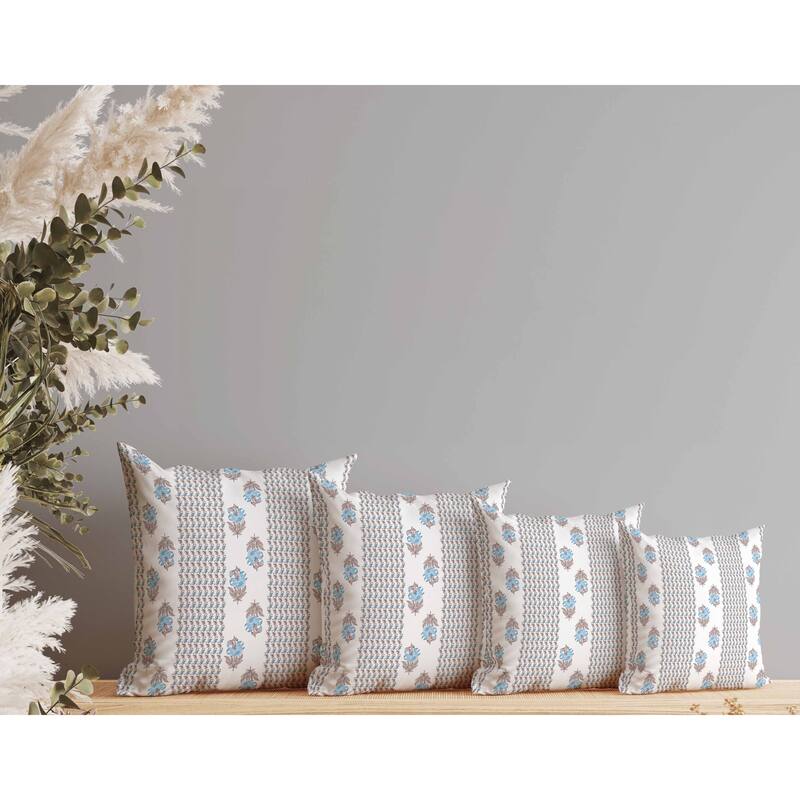 Anemone Artistry Faux Suede Reversible Throw Pillow Brown and Blue