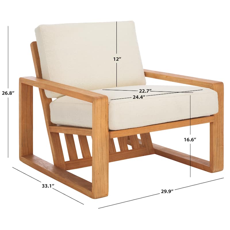 SAFAVIEH Couture Decarlo Boucle Wooden Frame Accent Chair - 30"W x 33"D x 27"H