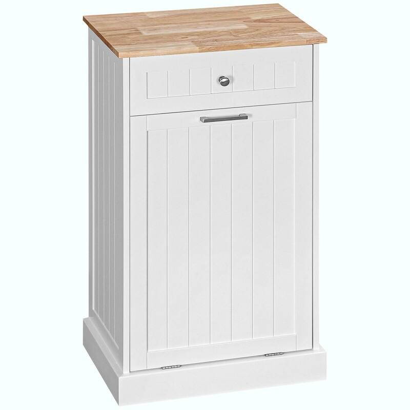 Kitchen Tilt-Out Trash Bin Cabinet, Hidden Bin Recycling Cabinet, Freestanding Trash Can Holder