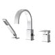 preview thumbnail 17 of 20, PROOX Deck Mount 3 Hole Roman Tub Faucet with Hand Shower Chrome