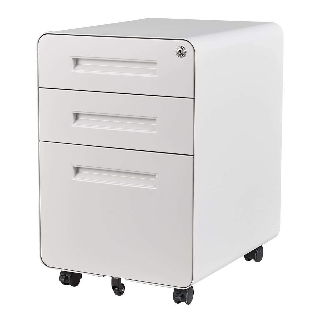 3 Drawer File Cabinet with Lock, Metal Filing Cabinets, Under Desk Office Drawer Storage Cabinet fits Letter/Legal/A4 Size