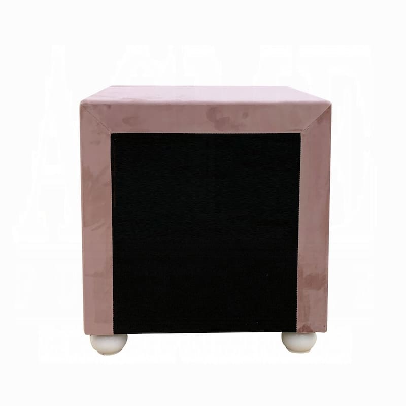 Fabric Upholstered Nightstand, Living Room Side Table with 2 Storage Drawers, Wooden Coffee Table with Rounded Legs