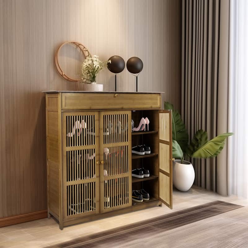 Shoe Cabinet with 3 Doors and Shelves Storage Organizer Entryway - 37"x13"x39"