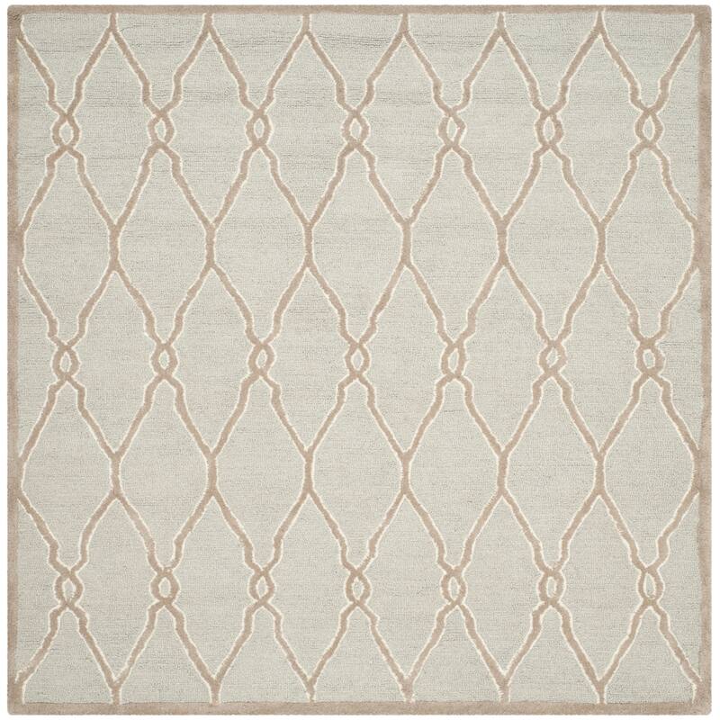 SAFAVIEH Handmade Cambridge Richtsje Moroccan Trellis Wool Rug - 6' Square - Light Grey/Ivory