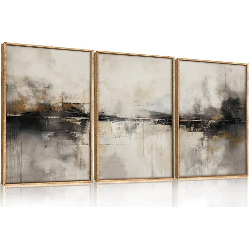 Abstract Gray Wall Decor,Minimalist Beige Wall Painting - 24 x 36