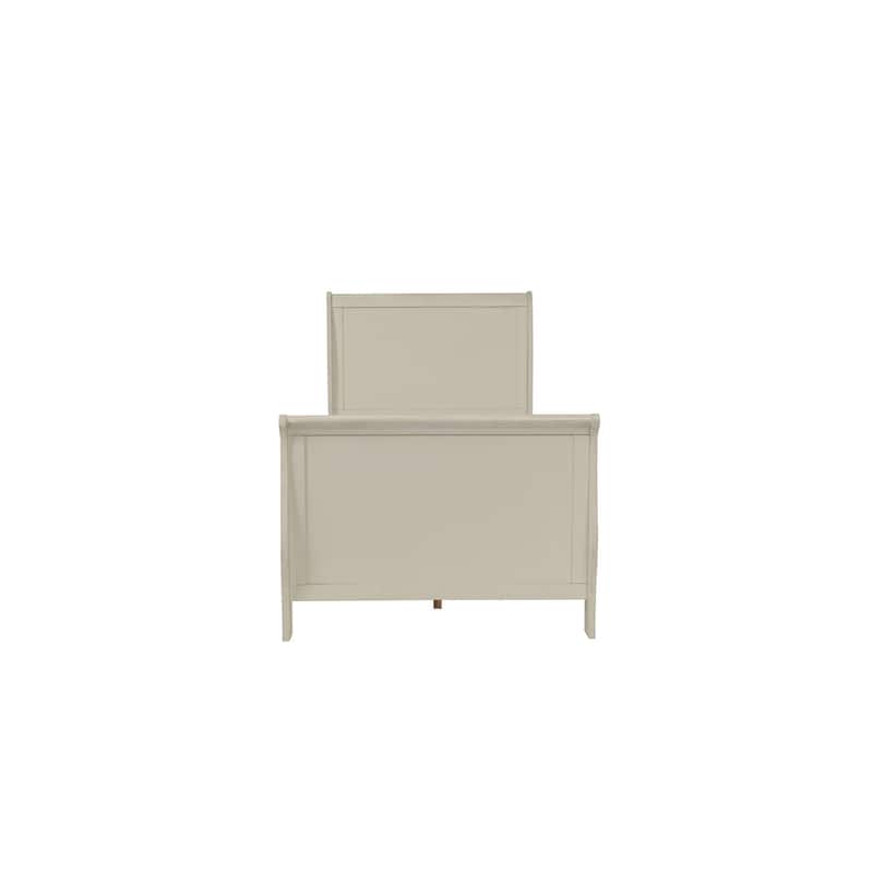 Full Size Modern Sleigh Bed with Curved Headboard and Footboard - Plywood Frame