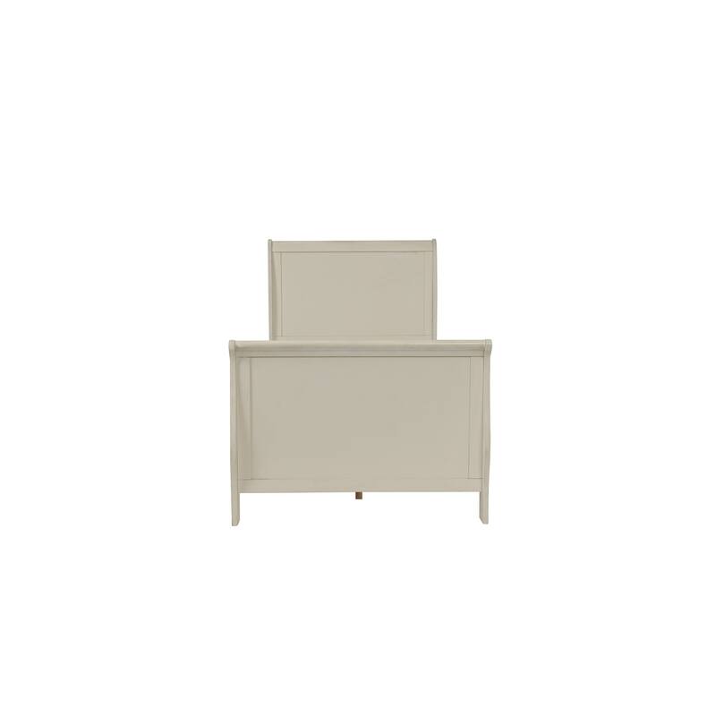 Queen Size Modern Sleigh Bed with Curved Headboard and Footboard - Plywood Frame