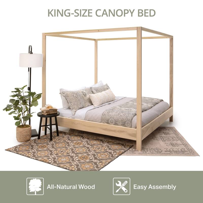 King Size Bed Platform Bed - Solid Wood Bed Frame - Modern Minimalist Design