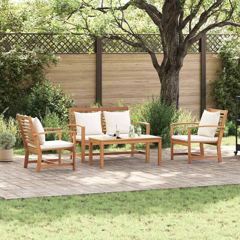 vidaXL Garden Sofa Set Natural Solid teak wood - 37 x 18 x 16