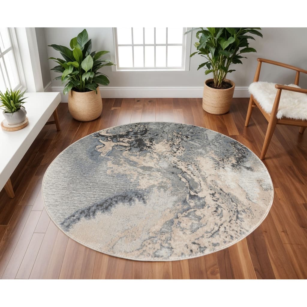 Power Loomed Geometric Abstract Modern Stain Resistant Area Rug - 63' X '63' X '0.5