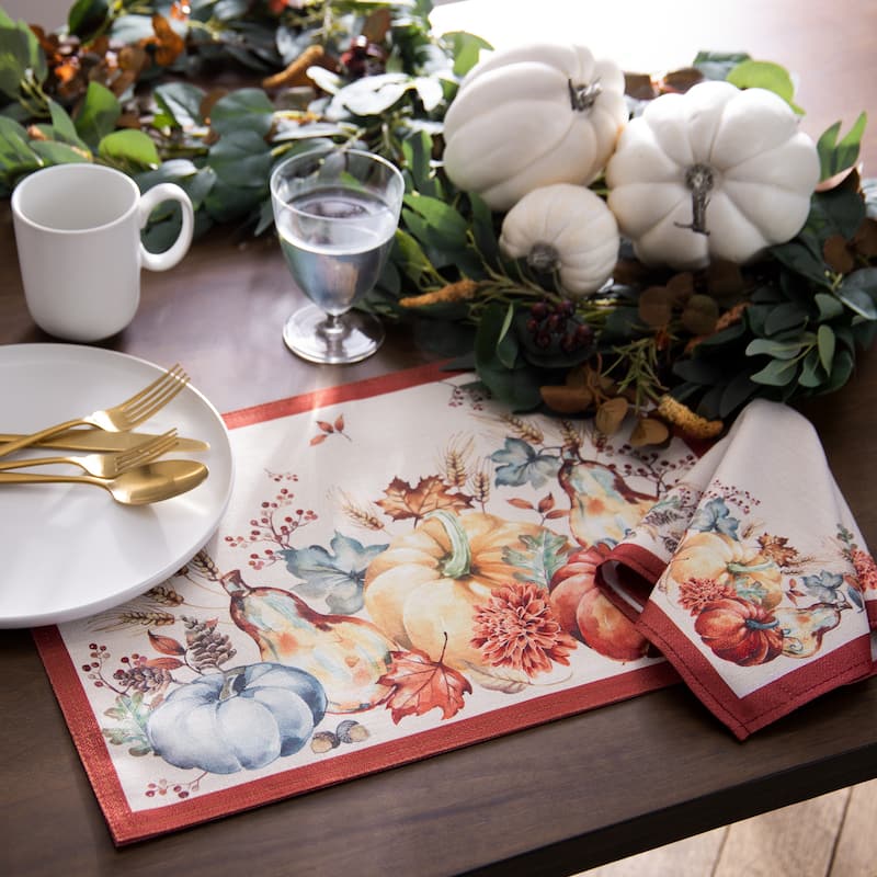 Botanical Harvest Pumpkin Engineered Napkins, Set of 4 - 17x17