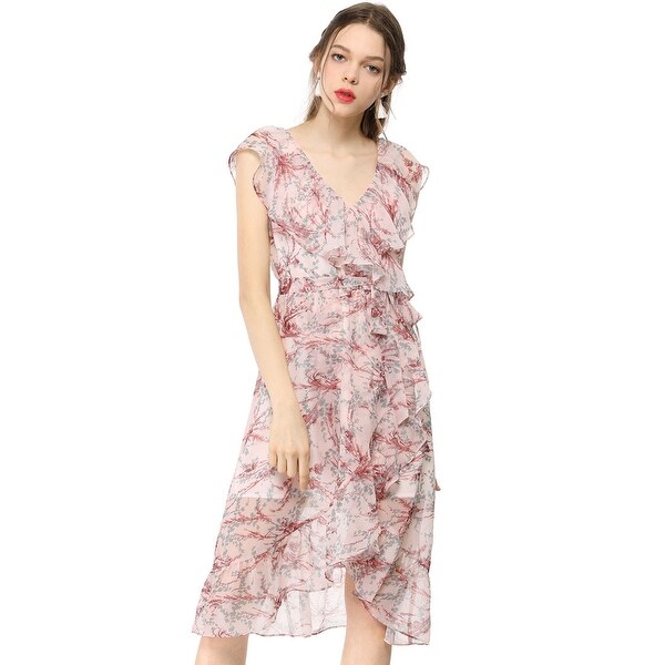 sleeveless ruffle wrap dress