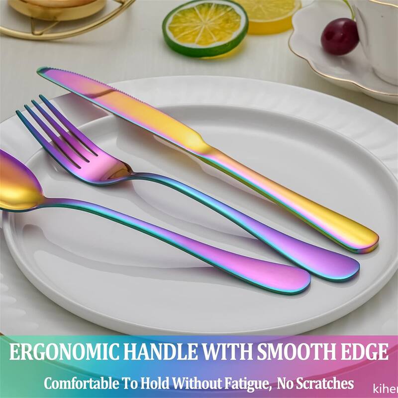 60 Pcs Silverware Set - 9.84*6.34*2inch - Rainbow