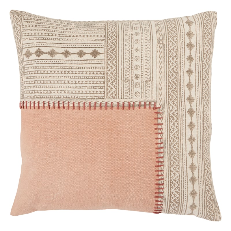 Ayami Tribal Throw Pillow - 20"X20" Cover Only - Light Pink/Cream