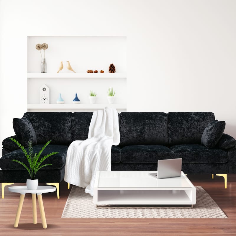 Kata 115" Sectional Sofa with Ottman - Black