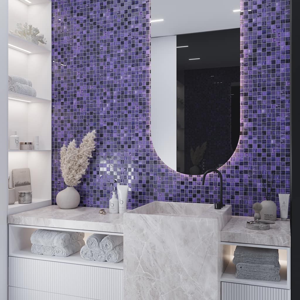 Apollo tile 11" x 11" Nirvana Glossy Matte Purple Glass Tile (4.43 sq ft/case) - 5 Pack