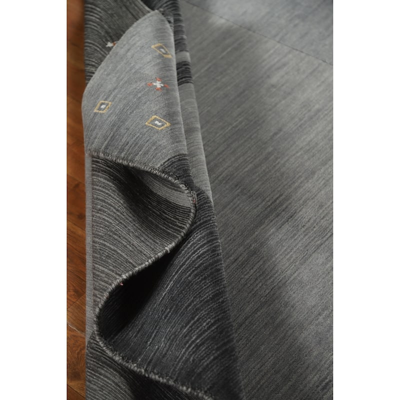Hand Knotted Oriental 100% Wool Carpet Tribal Animal Pictorial Greys & Charcoal Gabbeh Area Rug - 7' 6'' X 5' 2''