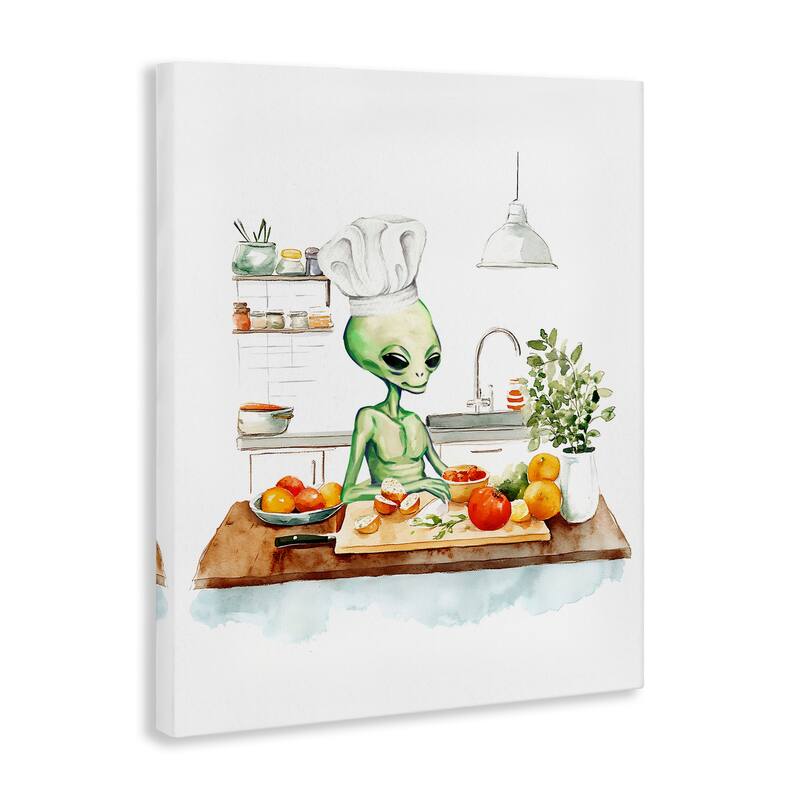 Stupell Chef Alien in Kitchen Canvas Wall Art Design By Lil' Rue
