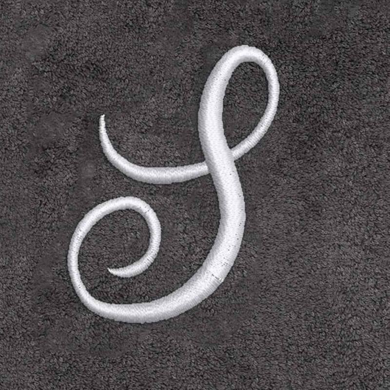 Avanti Linens Granite/Silver Script Monogram Hand Towel Letter S - Hand Towel
