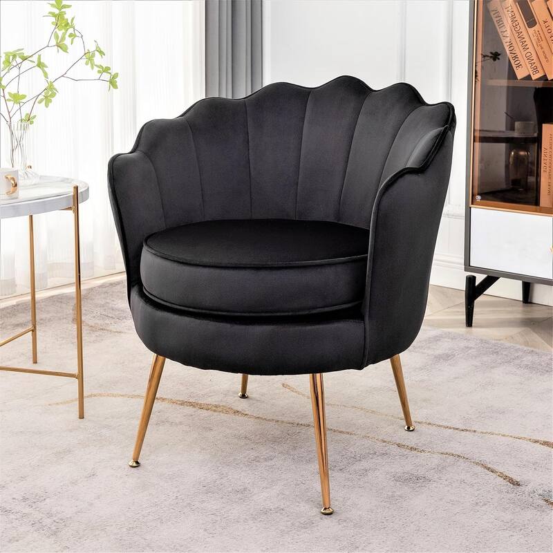 Cavett 28.3" Wide Velvet Accent Chair with Metal Legs
