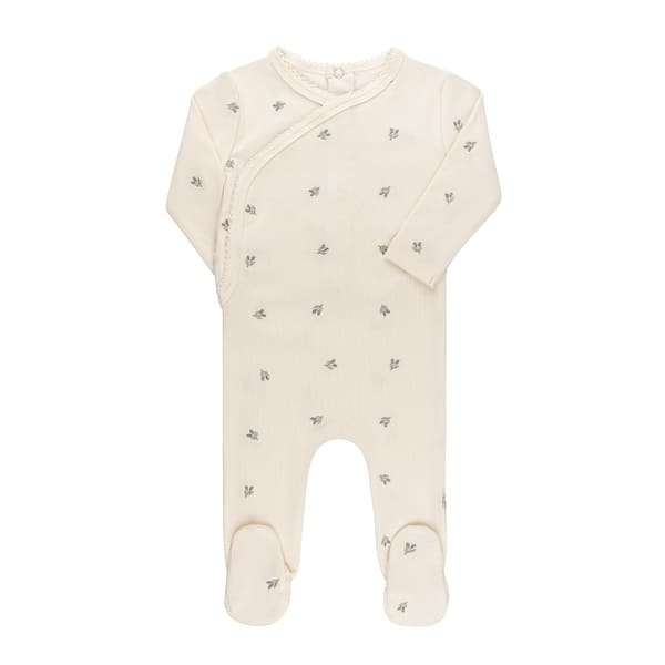 slide 2 of 10, Ely's & Co. Embroidered Footie Collection Ivory Berry - 1 Months