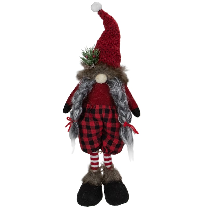 17" Red and Black Buffalo Plaid Girl Gnome Christmas Figure