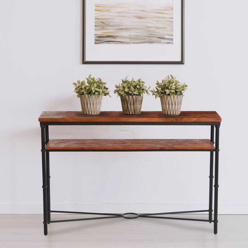 Acacia Wood & Iron Console Table