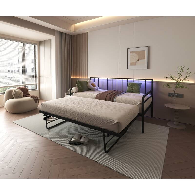 Twin Daybed with RGB LED Lights & Charging Station