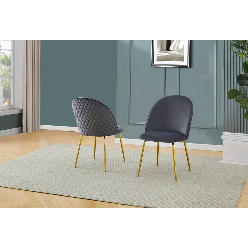 Best Quality Furniture Velvet Chrome Iron Base Dining Chairs (Set of 2) - N/A