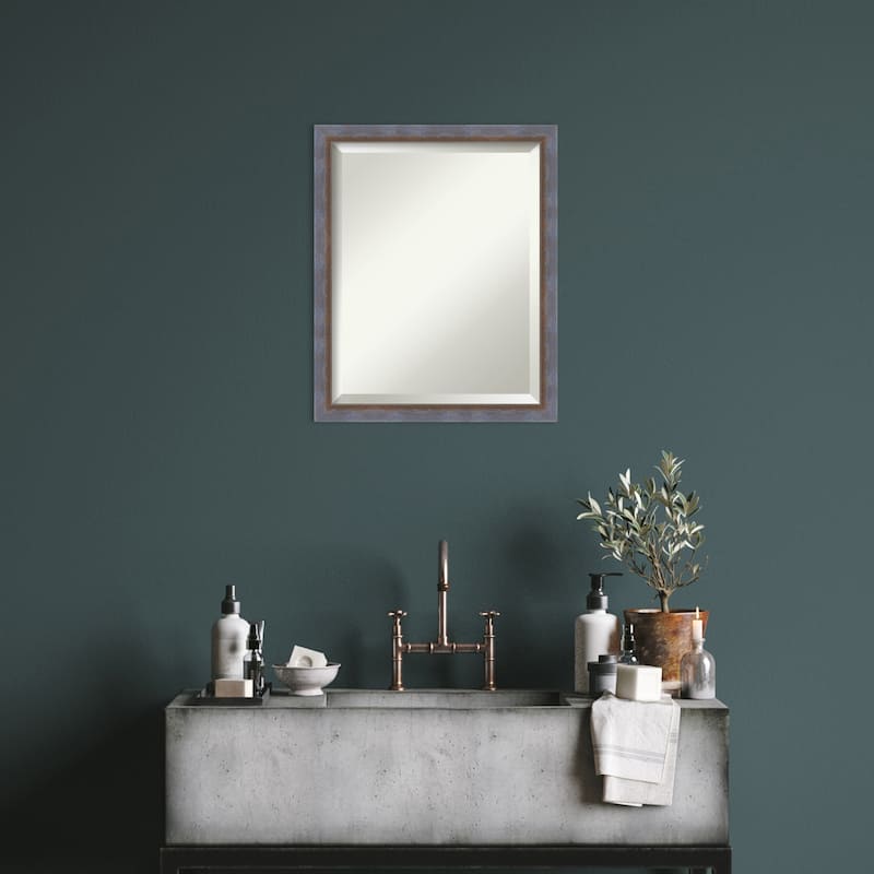 Two Tone Beveled Wood Framed Wall Mirror