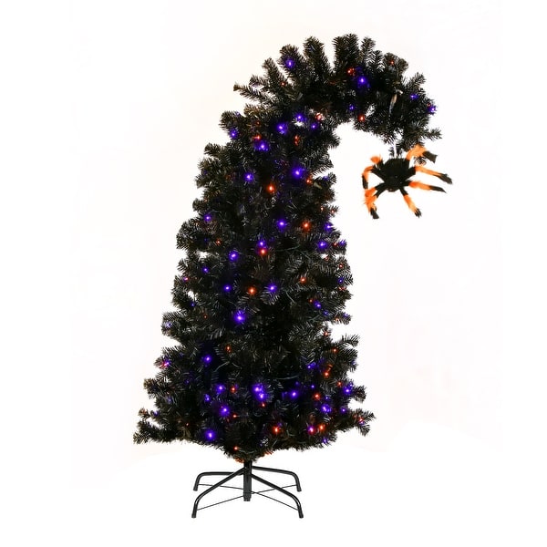 slide 2 of 5, 6 ft. Pre-Lit Halloween Bent Top Black Tree - 6 ft