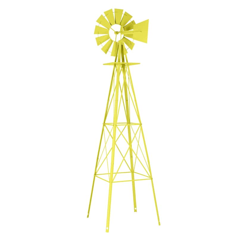 8 Foot Decorative Steel Windmill for Garden Lawn Patio Outdoor Decor Functional Wind Direction Indicator Weather Resistant
