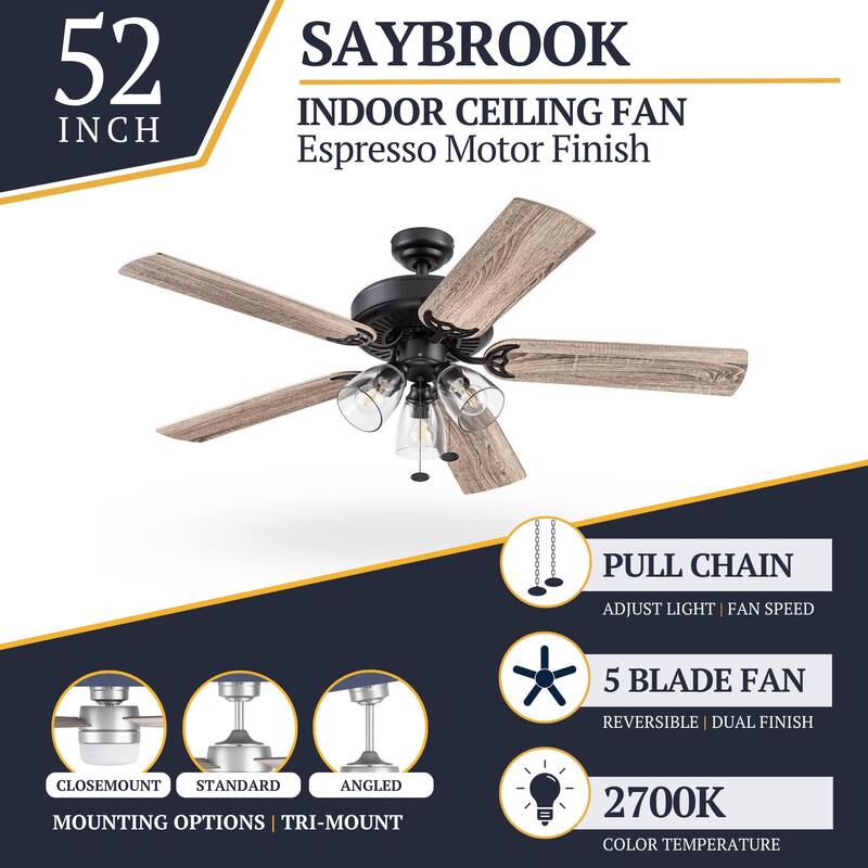 52" Prominence Home Saybrook Indoor Ceiling Fan