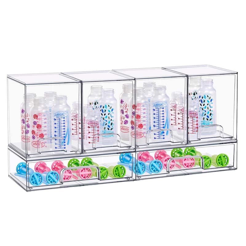 Sorbus Stackable Acrylic Storage Drawers, Tall and Wide Clear Plastic Organizer Bins for Countertop Organization
