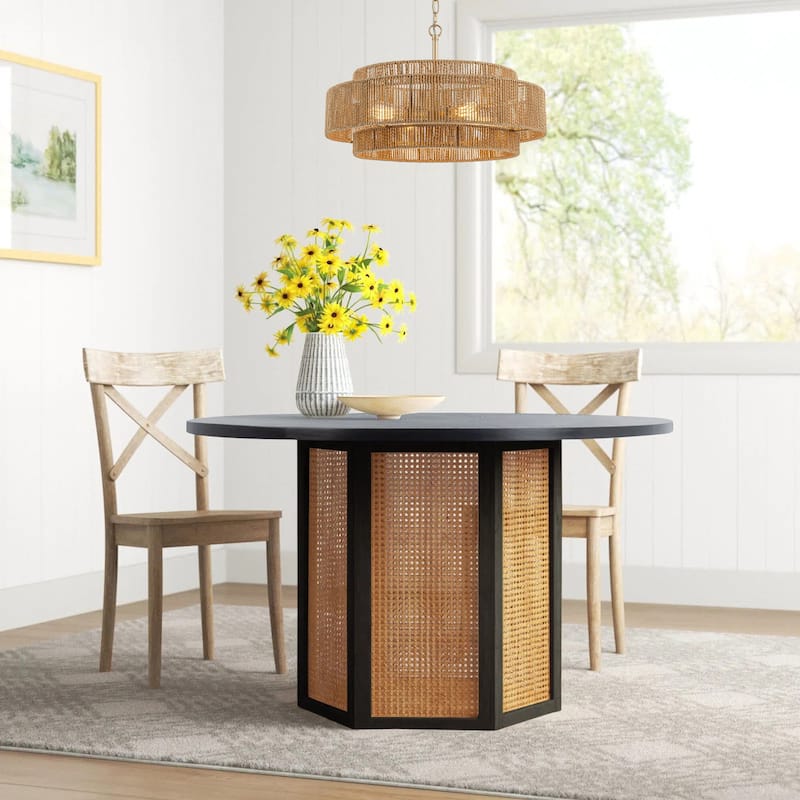 Starsky 4-Light 23inch Rattan Tiered Bohemian Light Fixture Drum Chandelier