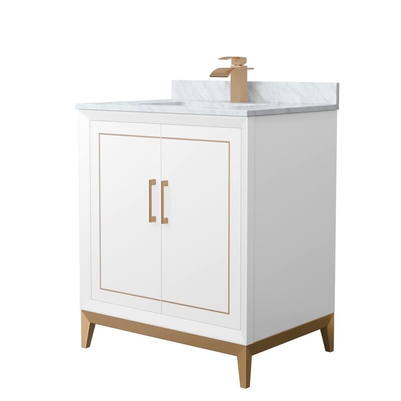 Wyndham Collection WCH515130S-NAT-UNSMXX Marlena 30" Free Standing - White / Satin Bronze Hardware