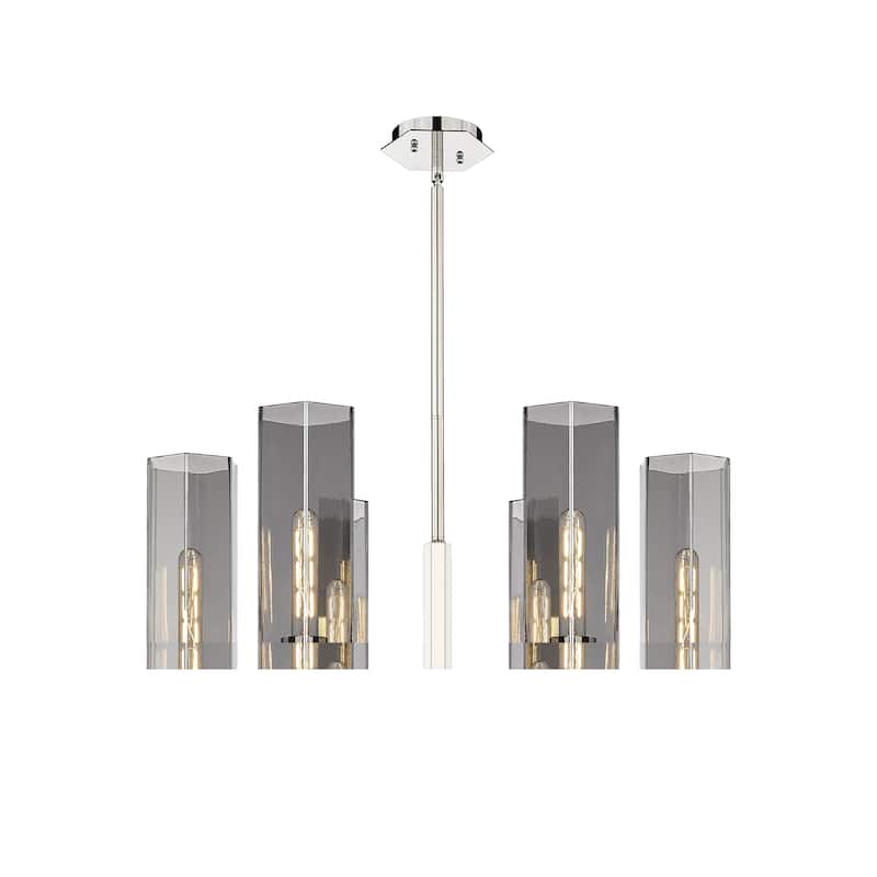 Innovations Lighting Claverack - 6 Light 14" Stem Hung Chandelier - Polished Nickel/Plated Smoke