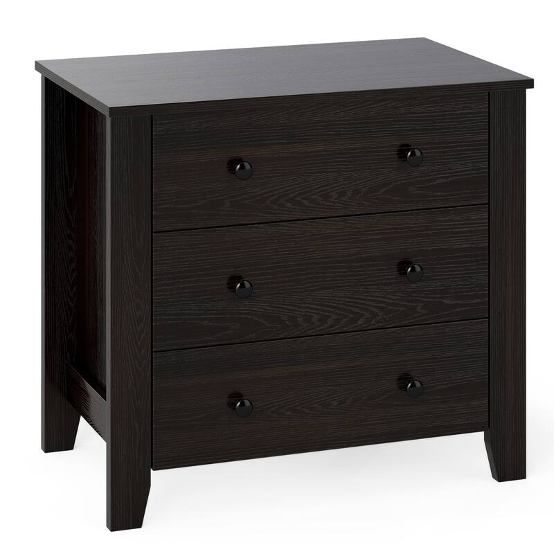 3-Drawer Dark Brown Engineered Wood Dresser with Smooth Metal Rails for Living Room