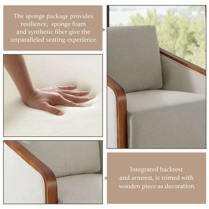 Set of 2 Modern 360° Swivel Accent Barrel Chairs with Wood Arms