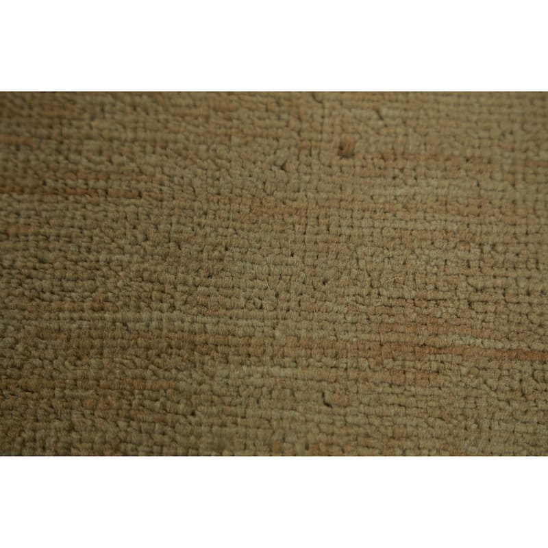 Hand Knotted Oriental 100% Wool Carpet Modern Solid Green Gabbeh Area Rug - 13' 4'' X 10' 2''