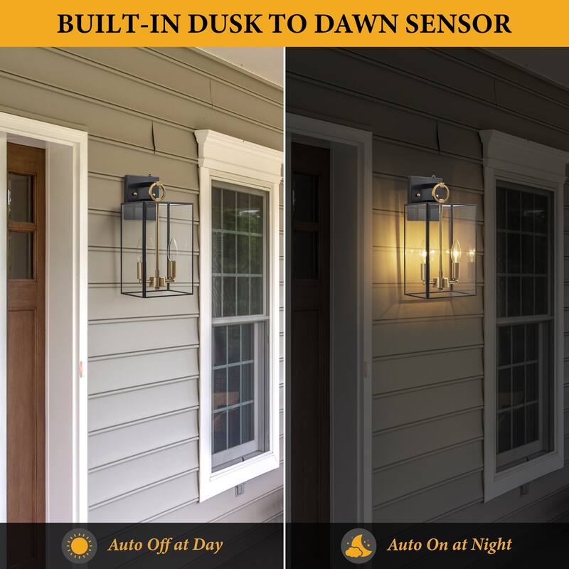 C Cattleya 14.5in Dusk to Dawn Dark Bronze Copper Outdoor Wall Lantern Sconce - Dark-Bronze