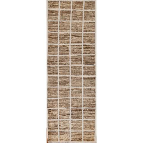 Geometric Gabbeh Oriental Hallway Runner Rug Hand-knotted Wool Carpet - 3'3" x 9'4"