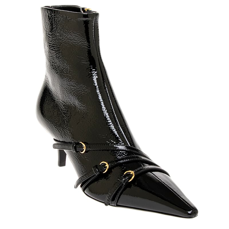 Miu Miu Naplak Patent Leather Ankle Boots - 38 EU